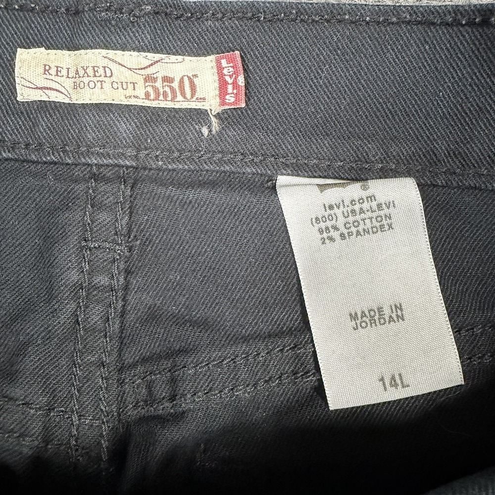 Vintage Levis 550 Relaxed Bootcut Jeans Women 14 Long Black Western Cowboy Y2K - Picture 3 of 9